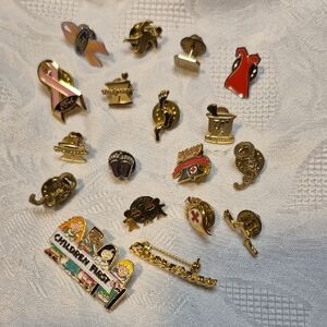 Vintage Assorted Gold and Red Enamel Pins